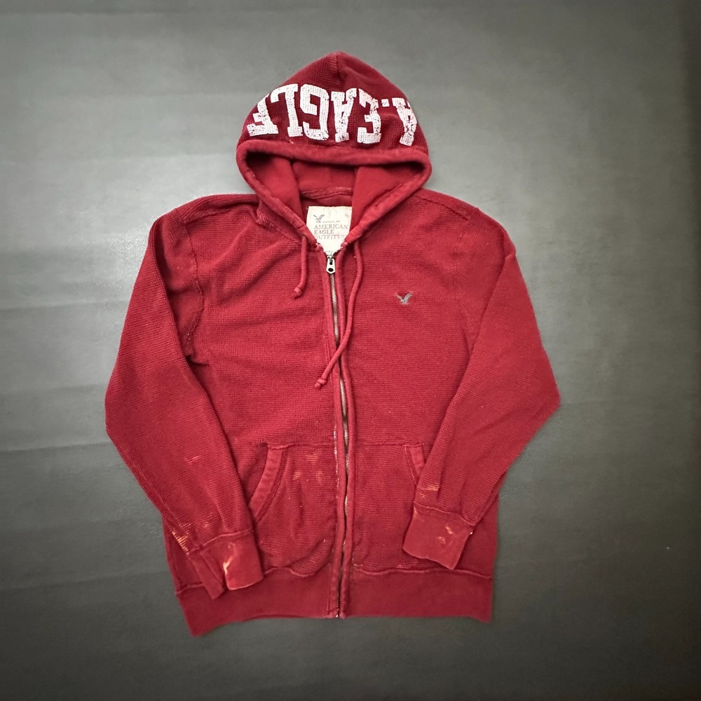 American Eagle Jacket Mens XL Red Thermal Waffle Knit Heavy Y2k Skate Cotton